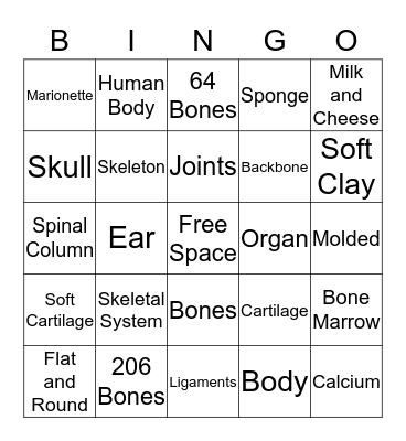 Bones Bingo Card