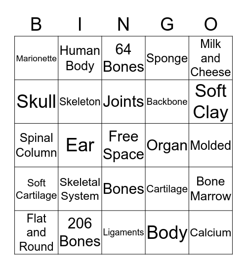 Bones Bingo Card