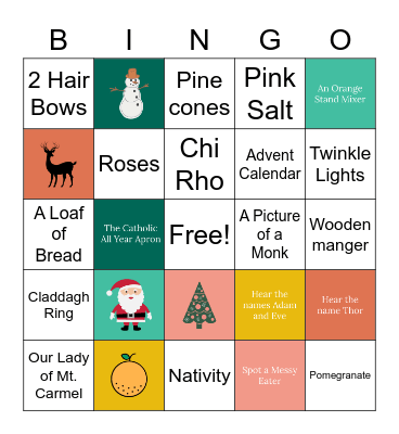 Catholic All Year at Home: Christmas Eve Bingo Card