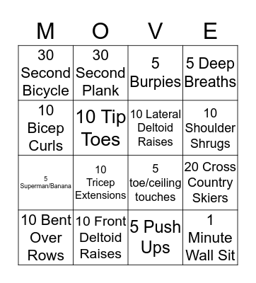 FITNESS BINGO Card