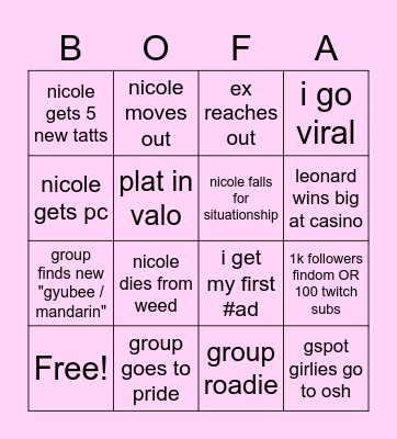 BOFA DEEZ XDDD Bingo Card