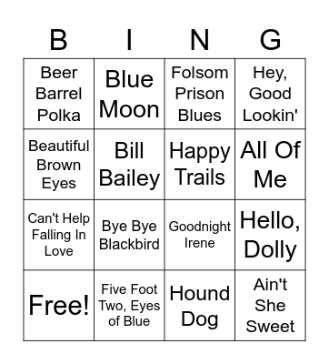 Blue Music Bingo Card