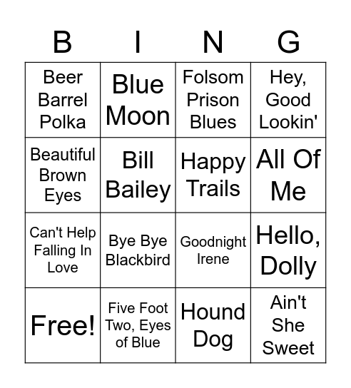 Blue Music Bingo Card