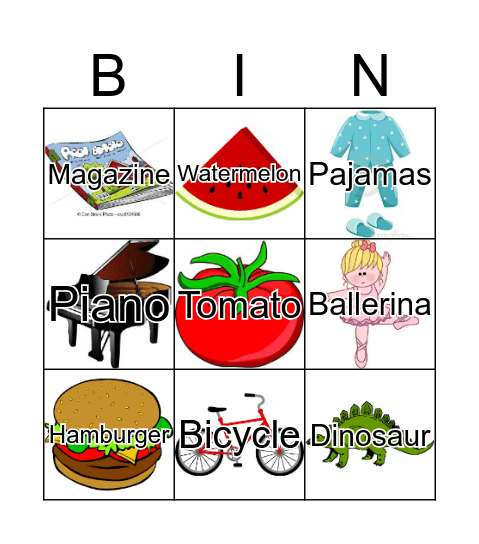 Natalie's Bingo Card