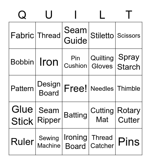 QUILT Bingo Card