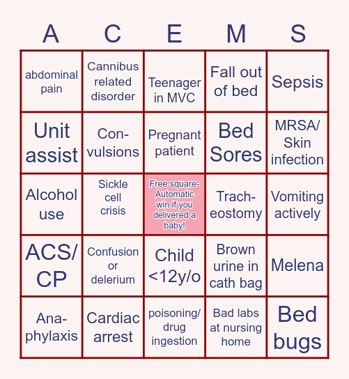 Aiken County EMS BINGO Card