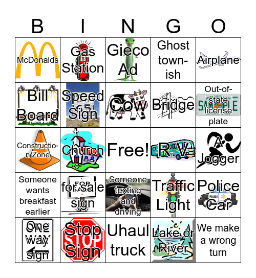 Road Trip Bingo!! Bingo Card