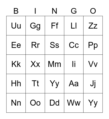 Alphabet bingo Card