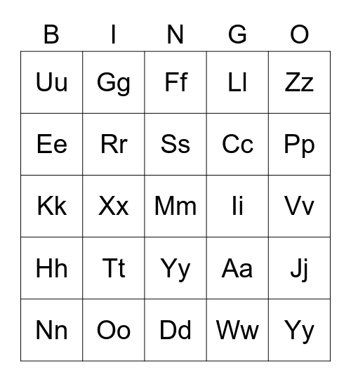 Alphabet bingo Card