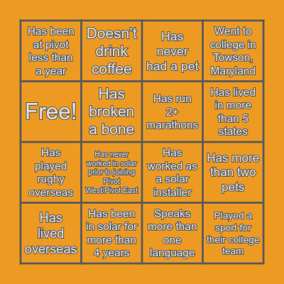 Pivot Bingo Card