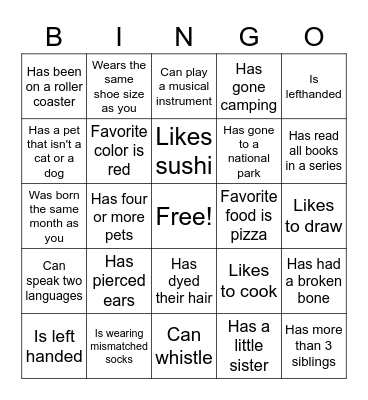 Find Someone Who... Bingo Card