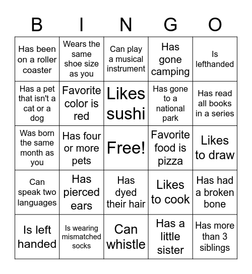 Find Someone Who... Bingo Card