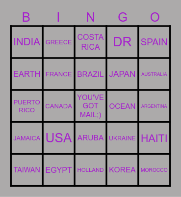 MR WORLDWIDE bingo Card