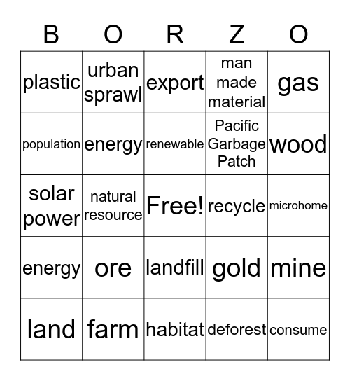 Human Impact Bingo Card