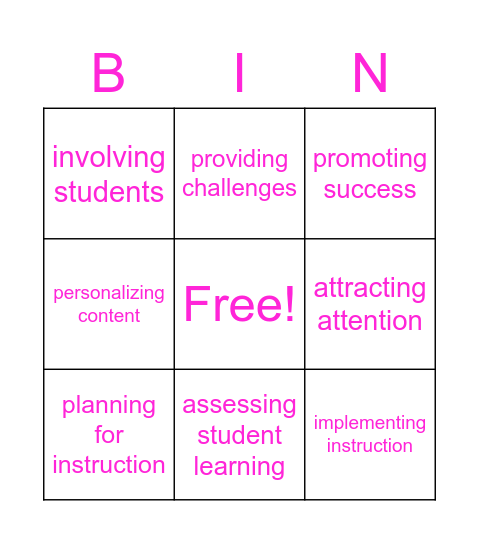 Effective Teaching Bingo Card