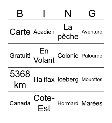 Nouvelle-Écosse Bingo Card