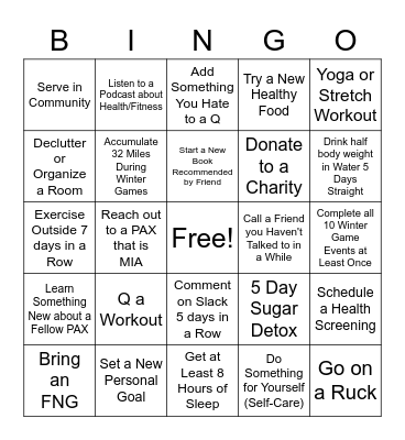 Crystal Coast FiA BINGO Card