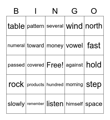 HFW BINGO List Bingo Card