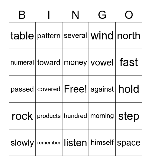 HFW BINGO List Bingo Card