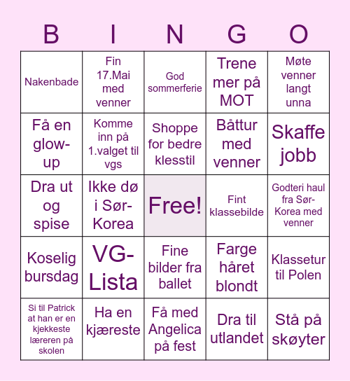 Mål for 2023 Bingo Card