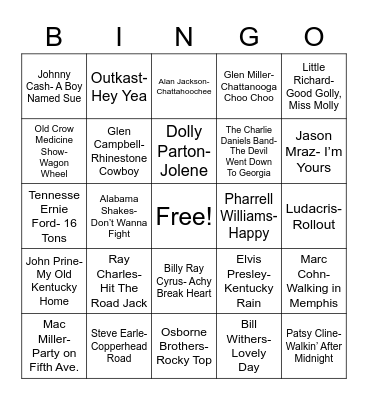 Radio Bingo Card