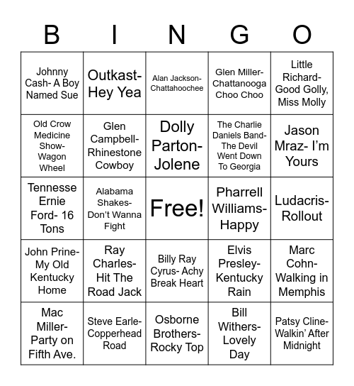 Radio Bingo Card