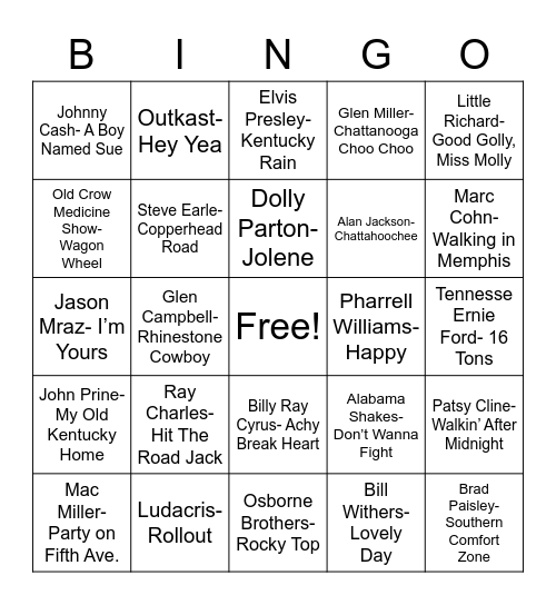 Radio Bingo Card