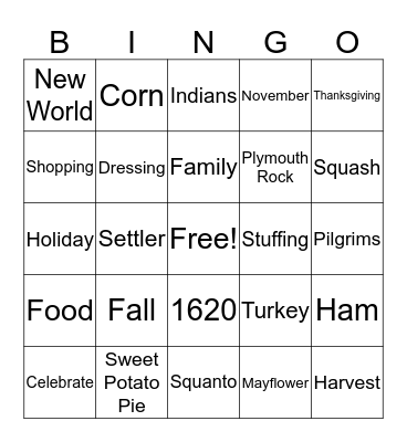 THANKSGIVING Bingo Card