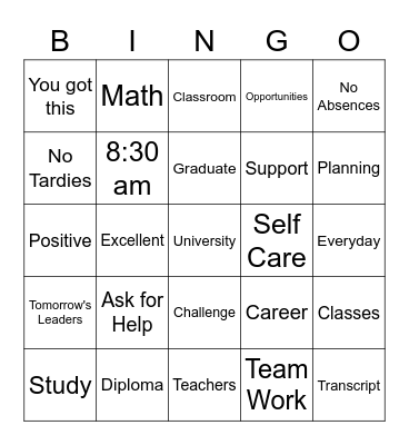 Attendance Bingo Card