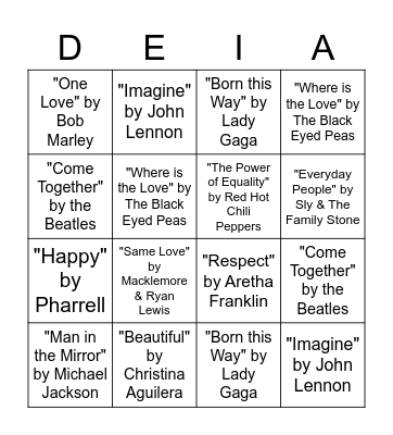 DEIA Bingo Card