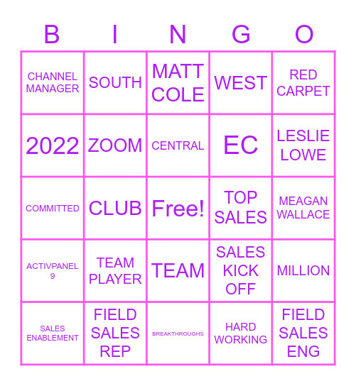 ASKO AWARDS BINGO Card