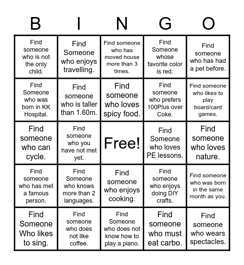 Human Bingo Card