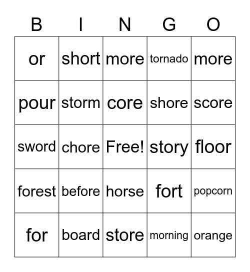 or Bingo Card