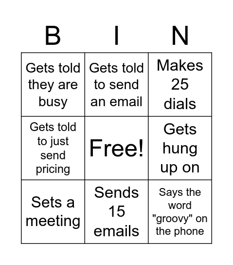 BDR Bingo Card