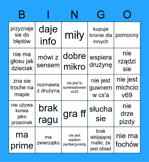 dobry zawodnik kotwic v2 Bingo Card