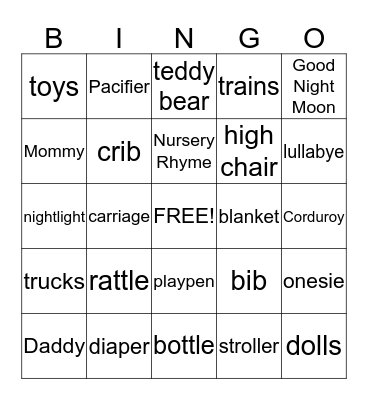 Baby Bingo Card