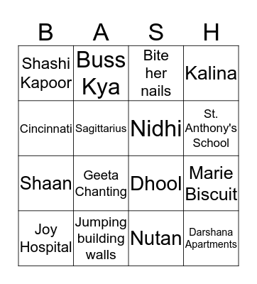 Nithya's 40th Birthday Bash Bingo Card