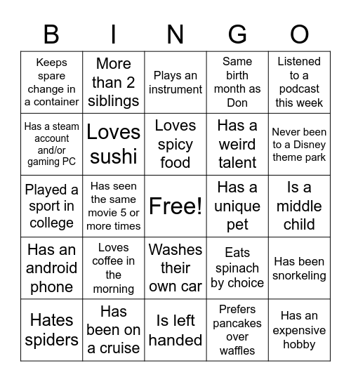 Welcome Don! Bingo Card