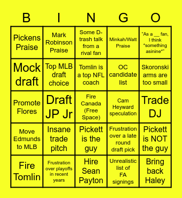 Steelers BR Community Bingo Card