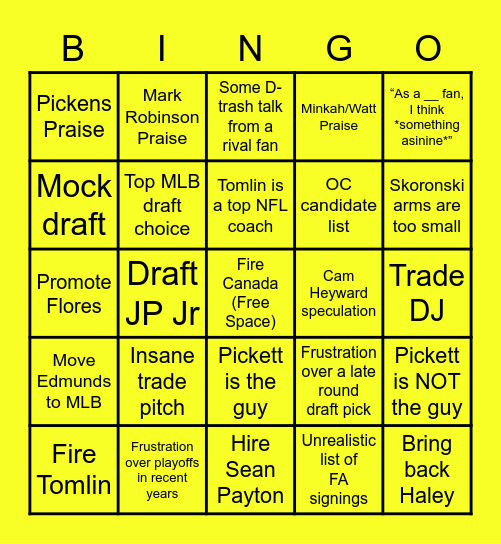 Steelers BR Community Bingo Card