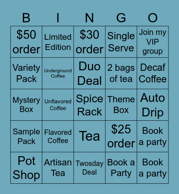 Party Prize Bingo Card