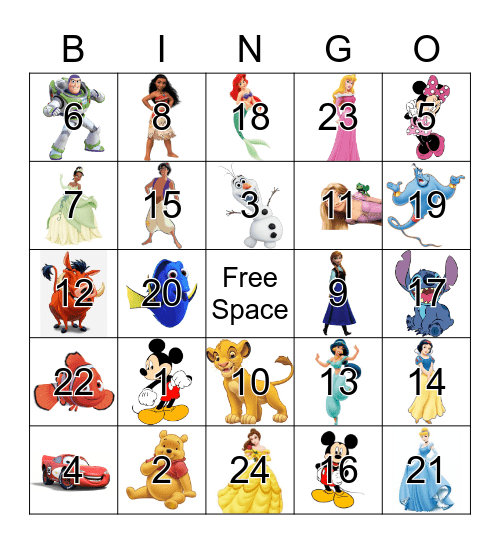 Disney Bingo Card