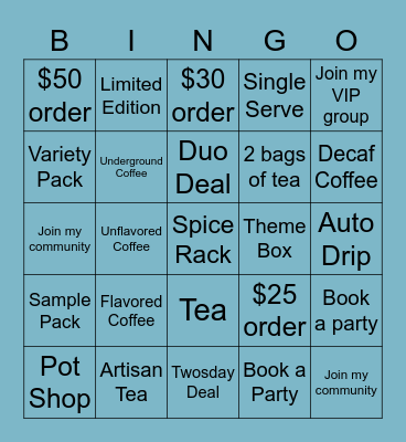 Party Prize Bingo Card