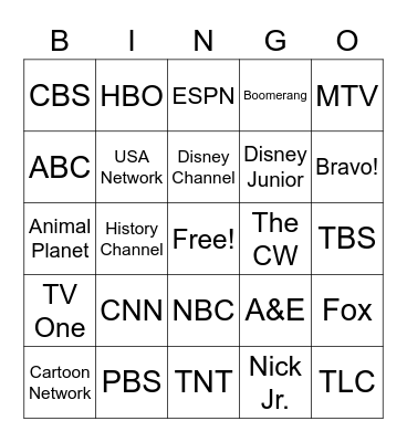 TV Networks Bingo Card