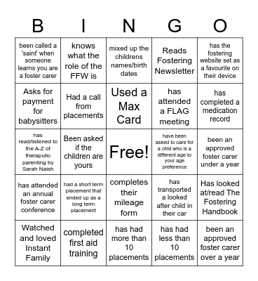 Hub in the Pub Bingo Card