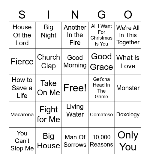 BSM Singo Bingo Card