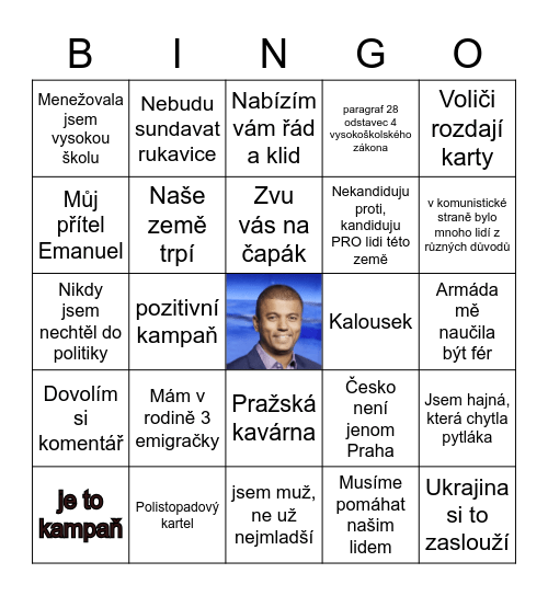 Prezidentský drinking bingo Card