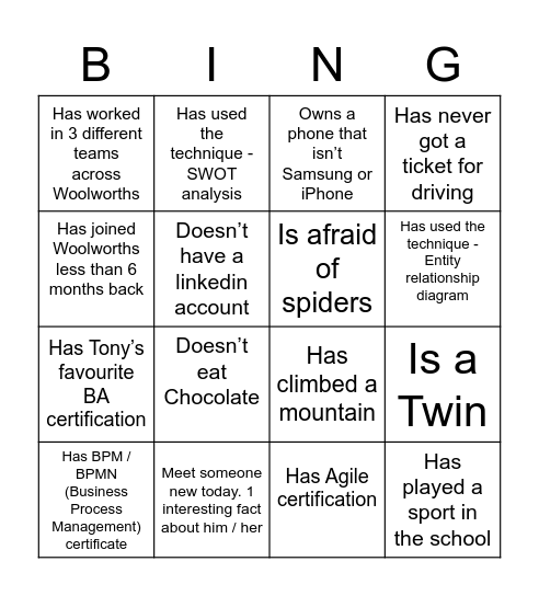RPL Product & Planning Systems Team Bingo Card