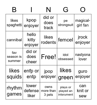 meeee:3 Bingo Card