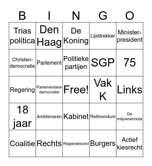 Politieke pepernoten bingo Card